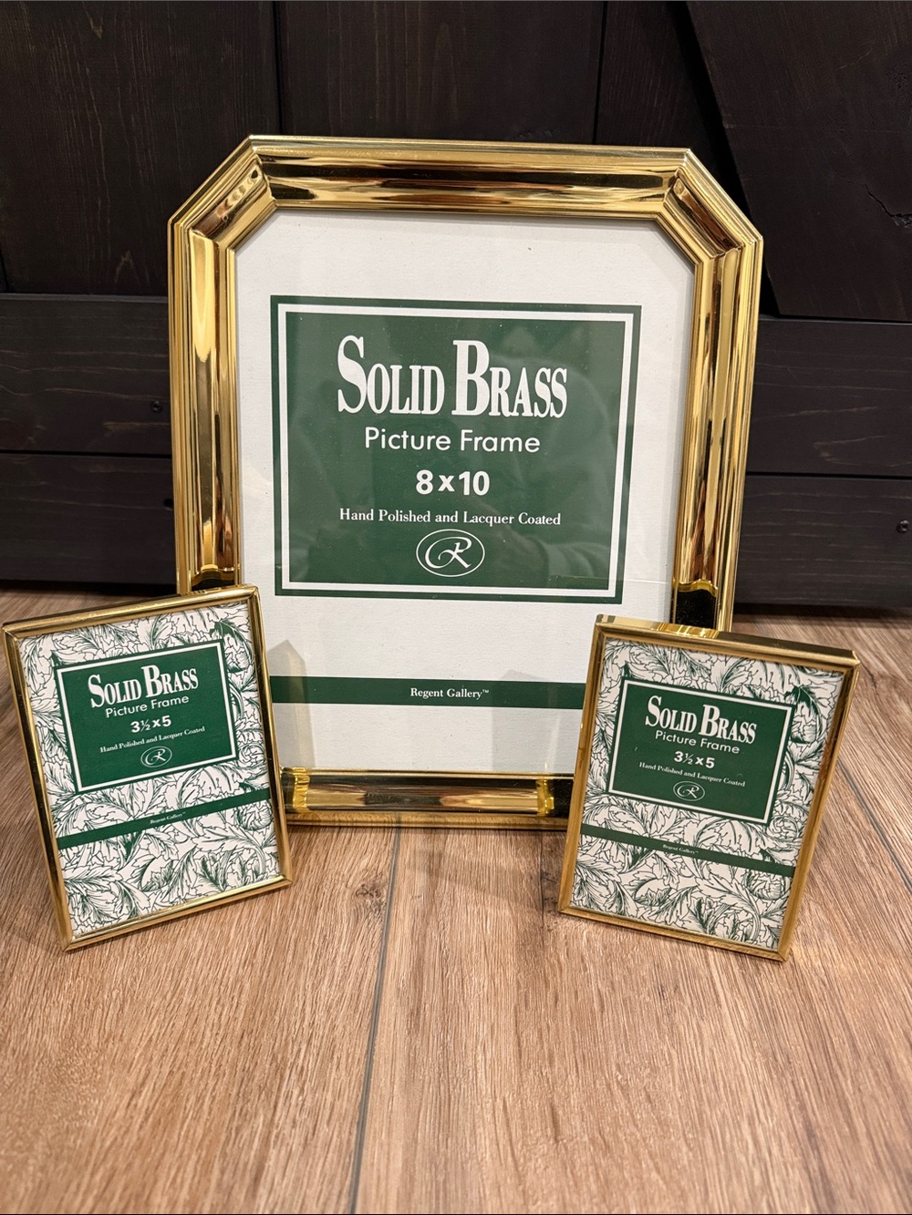 Solid brass Regent Gallery Picture Frames -8x10 and 2 3x5